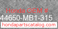 Honda 44650-MB1-315 genuine part number image