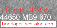 Honda 44650-MB9-670 genuine part number image
