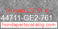 Honda 44711-GE2-761 genuine part number image