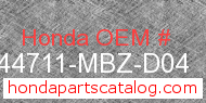 Honda 44711-MBZ-D04 genuine part number image