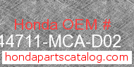 Honda 44711-MCA-D02 genuine part number image