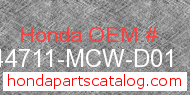 Honda 44711-MCW-D01 genuine part number image