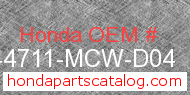 Honda 44711-MCW-D04 genuine part number image