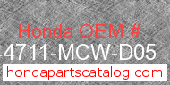 Honda 44711-MCW-D05 genuine part number image