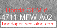 Honda 44711-MFW-A02 genuine part number image