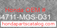 Honda 44711-MGS-D31 genuine part number image