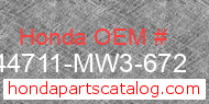 Honda 44711-MW3-672 genuine part number image