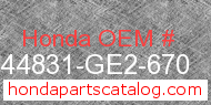 Honda 44831-GE2-670 genuine part number image
