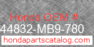 Honda 44832-MB9-780 genuine part number image