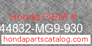 Honda 44832-MG9-930 genuine part number image