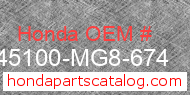Honda 45100-MG8-674 genuine part number image