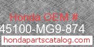 Honda 45100-MG9-874 genuine part number image