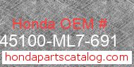 Honda 45100-ML7-691 genuine part number image