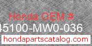 Honda 45100-MW0-036 genuine part number image