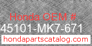 Honda 45101-MK7-671 genuine part number image
