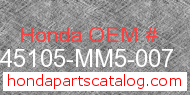Honda 45105-MM5-007 genuine part number image