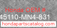 Honda 45110-MN4-831 genuine part number image