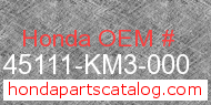 Honda 45111-KM3-000 genuine part number image
