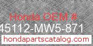 Honda 45112-MW5-871 genuine part number image