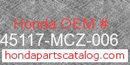 Honda 45117-MCZ-006 genuine part number image