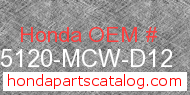 Honda 45120-MCW-D12 genuine part number image