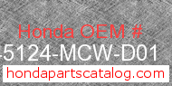 Honda 45124-MCW-D01 genuine part number image
