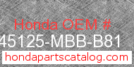 Honda 45125-MBB-B81 genuine part number image