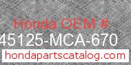 Honda 45125-MCA-670 genuine part number image