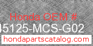 Honda 45125-MCS-G02 genuine part number image