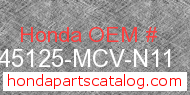 Honda 45125-MCV-N11 genuine part number image