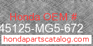 Honda 45125-MG5-672 genuine part number image