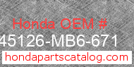 Honda 45126-MB6-671 genuine part number image