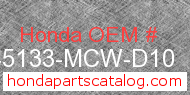 Honda 45133-MCW-D10 genuine part number image