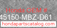 Honda 45150-MBZ-D61 genuine part number image