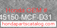 Honda 45150-MCF-D31 genuine part number image