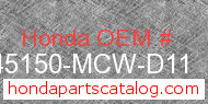Honda 45150-MCW-D11 genuine part number image