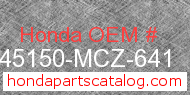 Honda 45150-MCZ-641 genuine part number image
