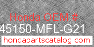 Honda 45150-MFL-G21 genuine part number image