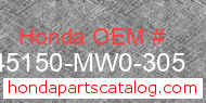 Honda 45150-MW0-305 genuine part number image