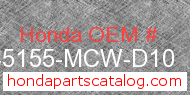 Honda 45155-MCW-D10 genuine part number image
