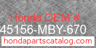 Honda 45156-MBY-670 genuine part number image
