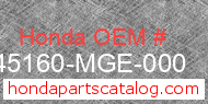 Honda 45160-MGE-000 genuine part number image