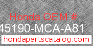 Honda 45190-MCA-A81 genuine part number image
