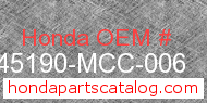 Honda 45190-MCC-006 genuine part number image