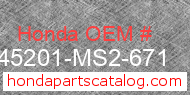Honda 45201-MS2-671 genuine part number image