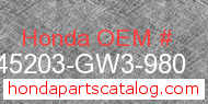 Honda 45203-GW3-980 genuine part number image