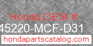 Honda 45220-MCF-D31 genuine part number image