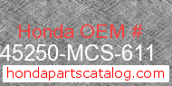 Honda 45250-MCS-611 genuine part number image