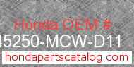 Honda 45250-MCW-D11 genuine part number image