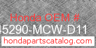 Honda 45290-MCW-D11 genuine part number image